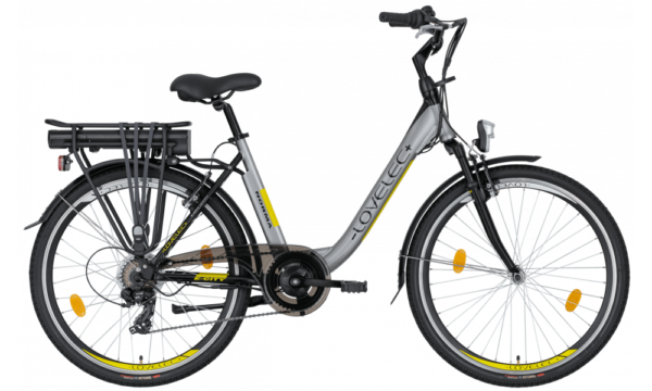 Vélo électrique de ville LOVELEC Norma Gris/Jaune
